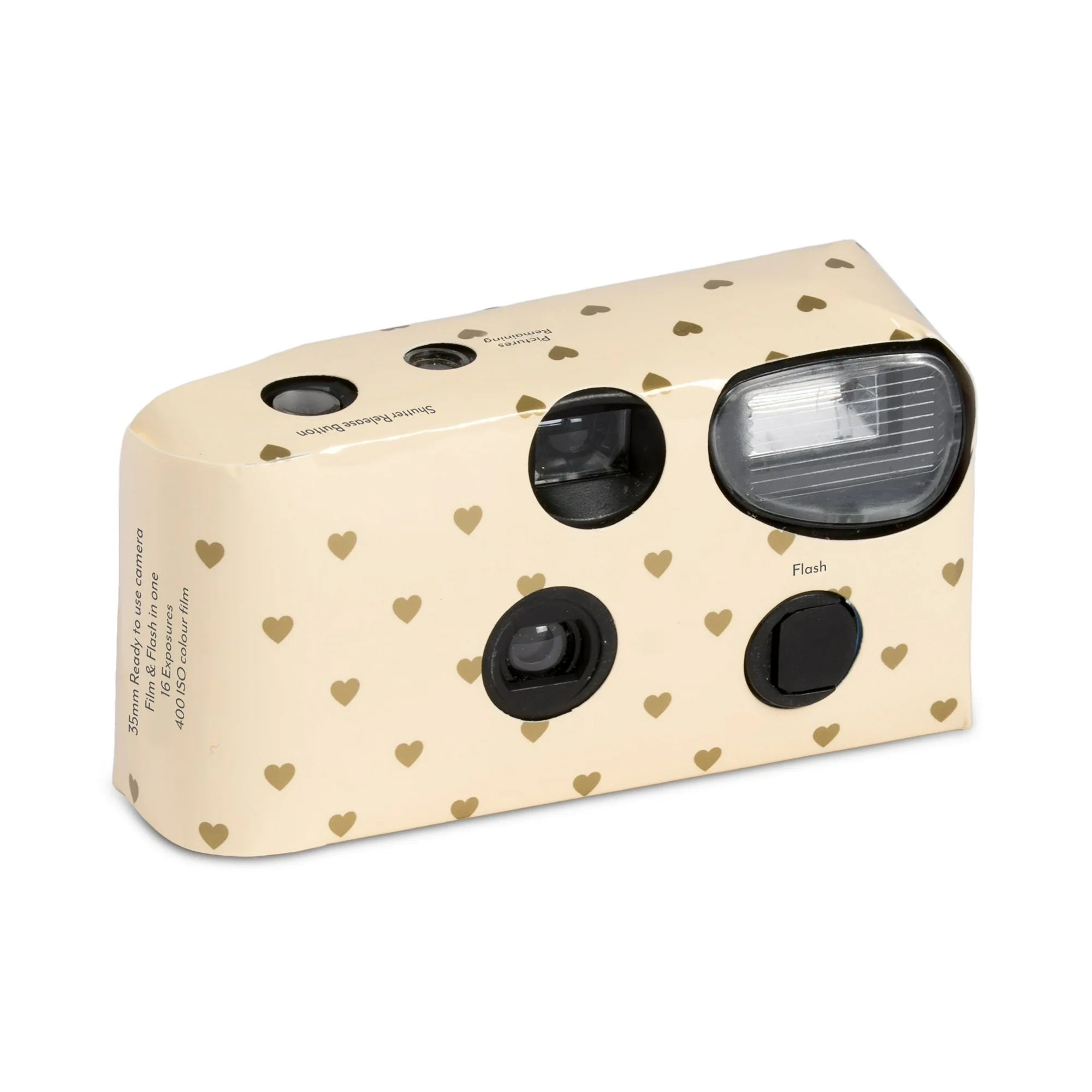 Weddingstar Disposable Camera With Flash - Gold Hearts