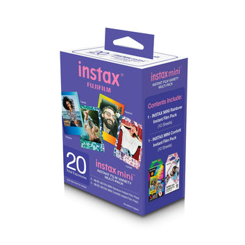 Fujifilm Instax Mini Film 20 count Value Pack (1 pack Instax Rainblow Film and 1 pack Instax Confetti)